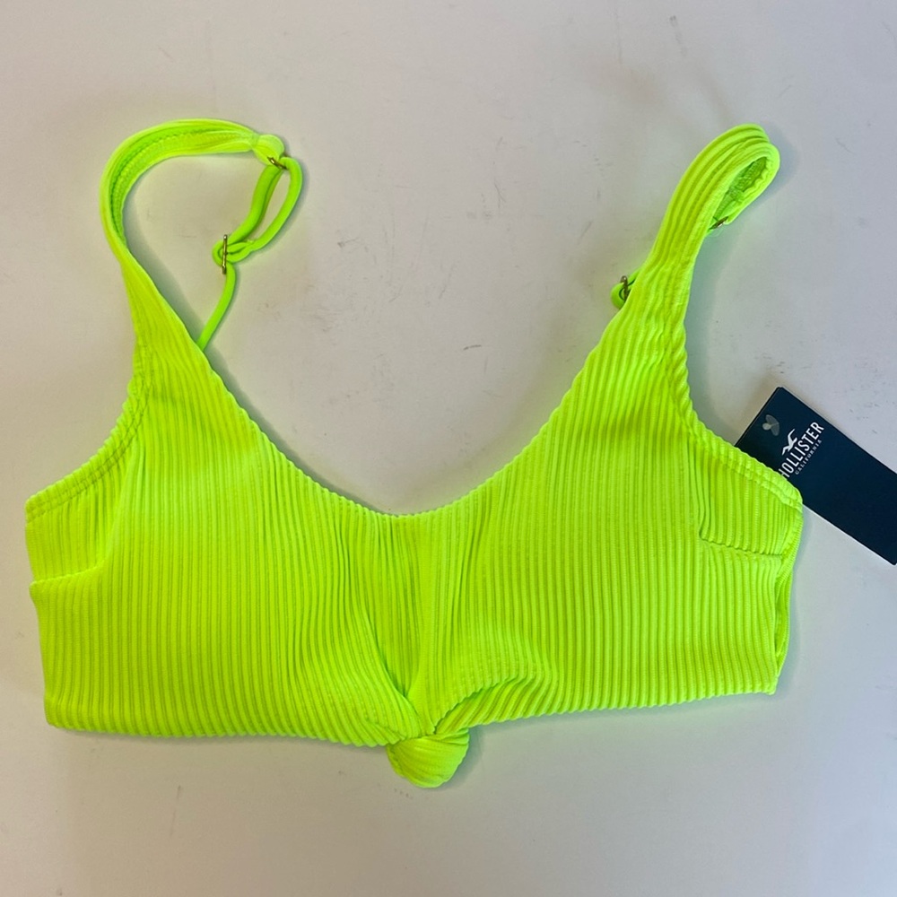 Hollister Ribbed Neon Yellow/Green Bikini Top Size - Small NWT